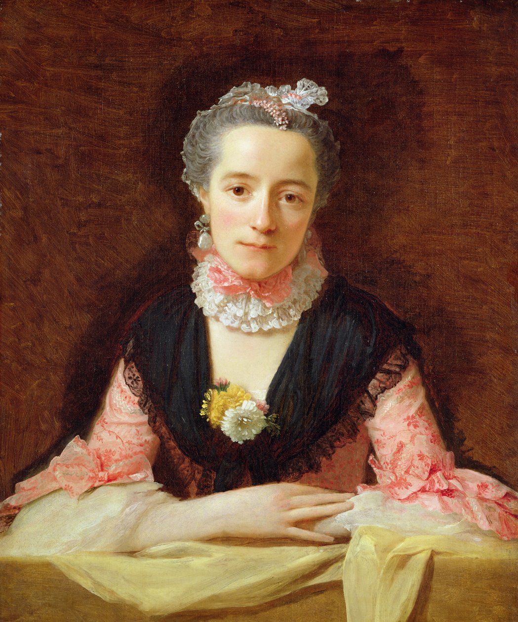 Pembe Elbiseli Bilinmeyen Bir Kadın (tuval üzerine yağlı boya) by Allan Ramsay