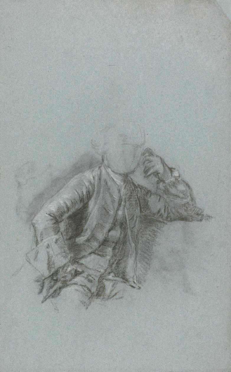 Oturan Bir Beyefendinin Portresi için Çalışma (mavi kağıt üzerine kütük ile tebeşir) by Allan Ramsay