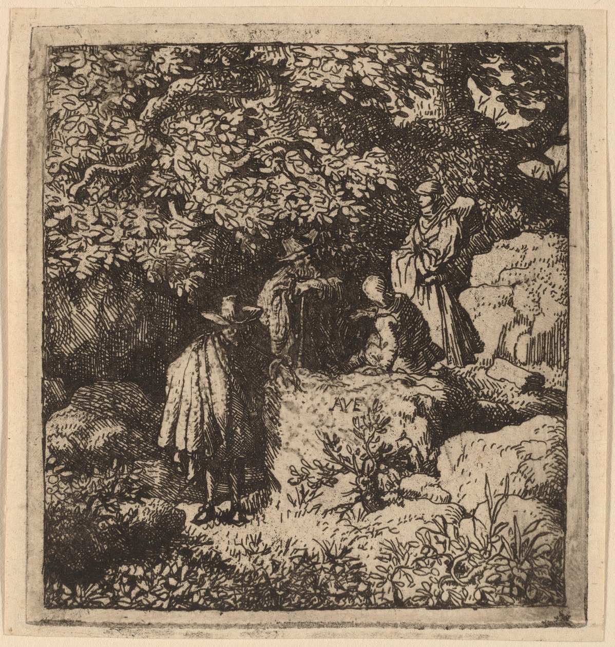Bir Ağacın Altında Dört Figür, muhtemelen c. 16451656. by Allart van Everdingen