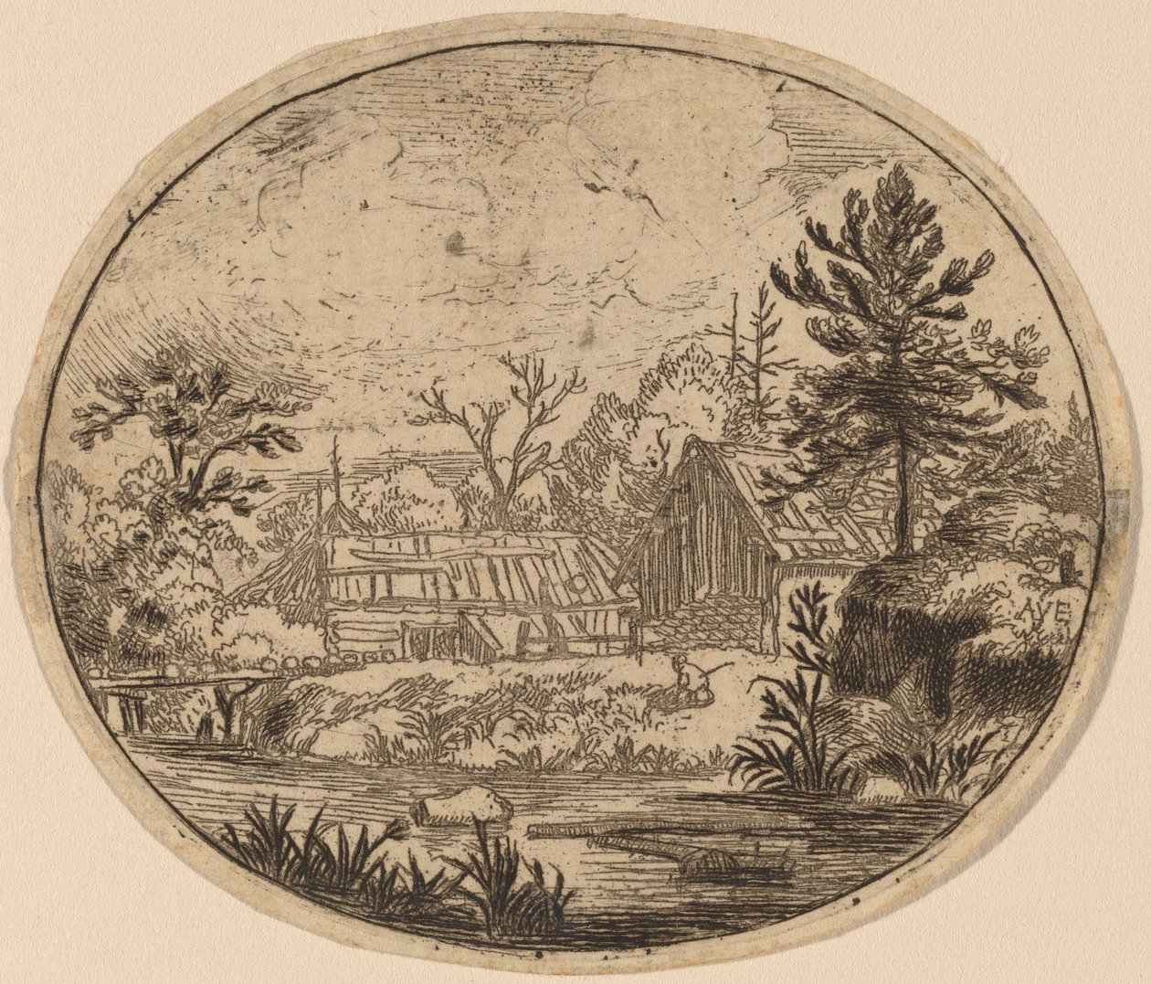 Bir Nehrin Kıyısında Hamlet, muhtemelen c. 16451656. by Allart van Everdingen
