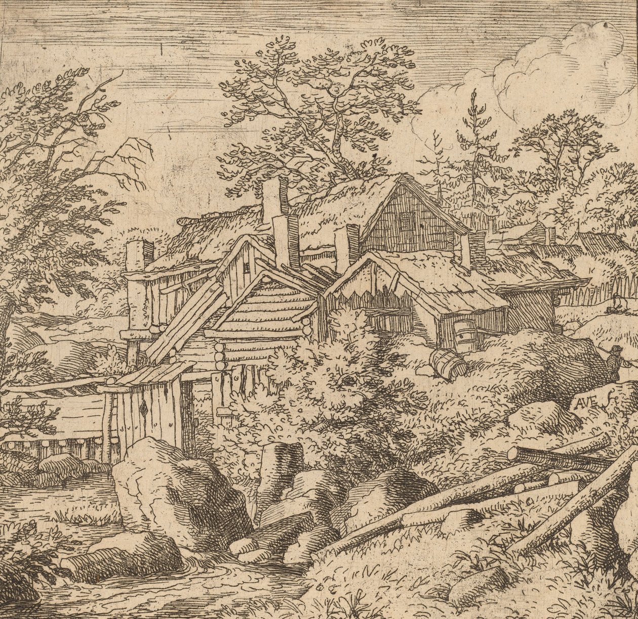 Dağ Tarafında Hamlet, muhtemelen c. 16451656. by Allart van Everdingen