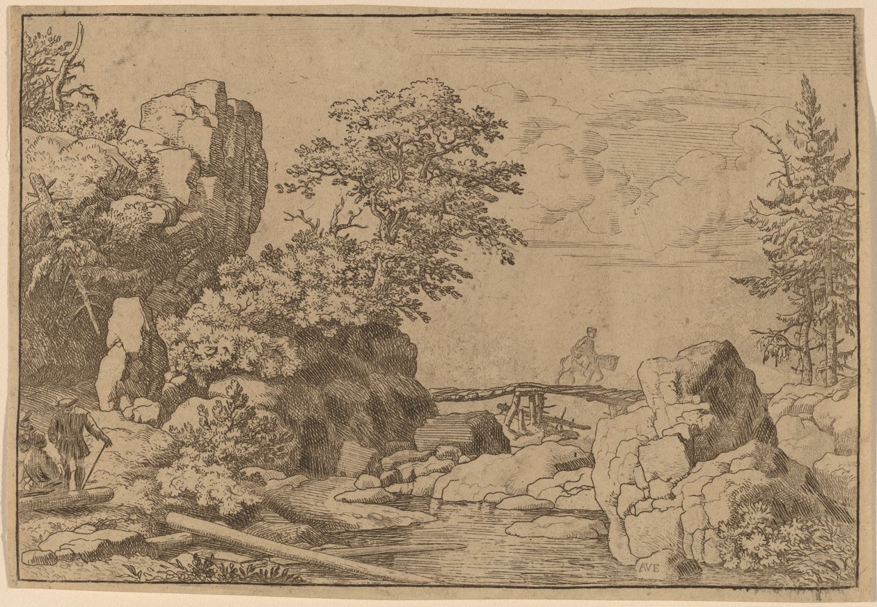 Köprüde Süvari, muhtemelen c. 16451656. by Allart van Everdingen