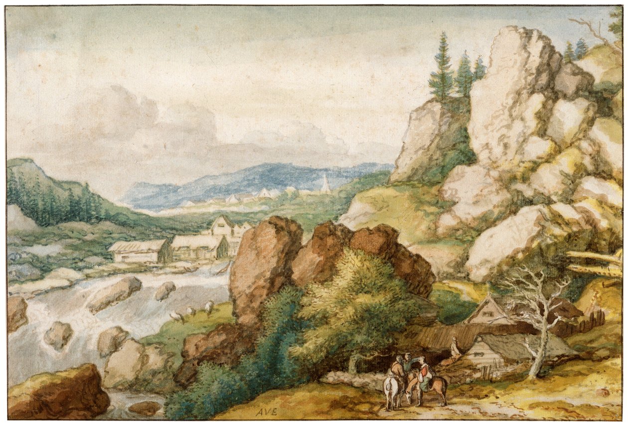 Üç Atlı ile Manzara, 17. yüzyıl by Allart van Everdingen