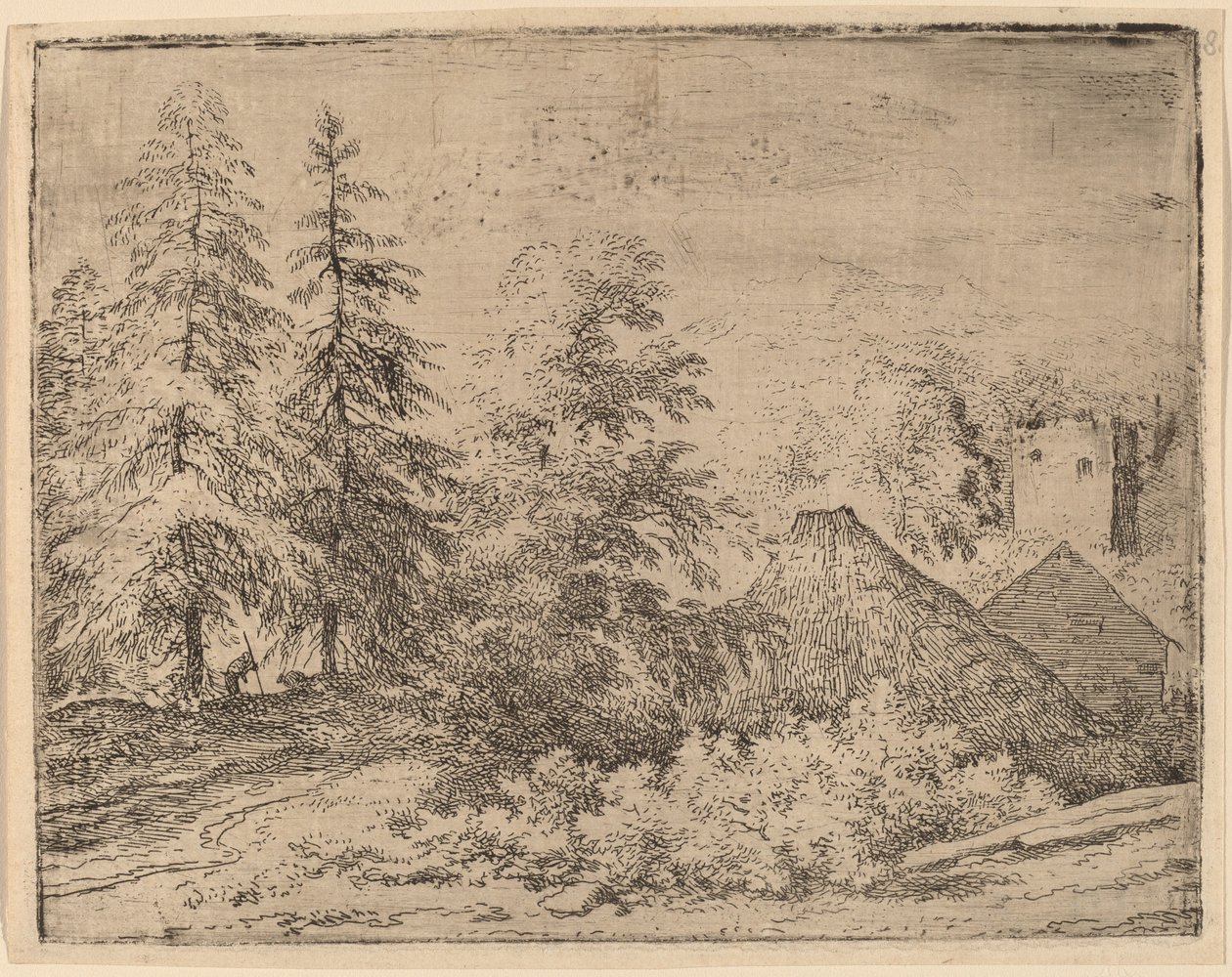 İki Köknar Ağacı Arasındaki Adam, muhtemelen c. 16451656. by Allart van Everdingen