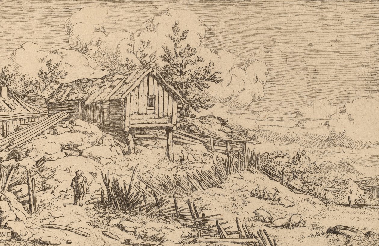 Yıkıcı Bir Çitin Girişine Yakın Adam, muhtemelen c. 16451656. by Allart van Everdingen