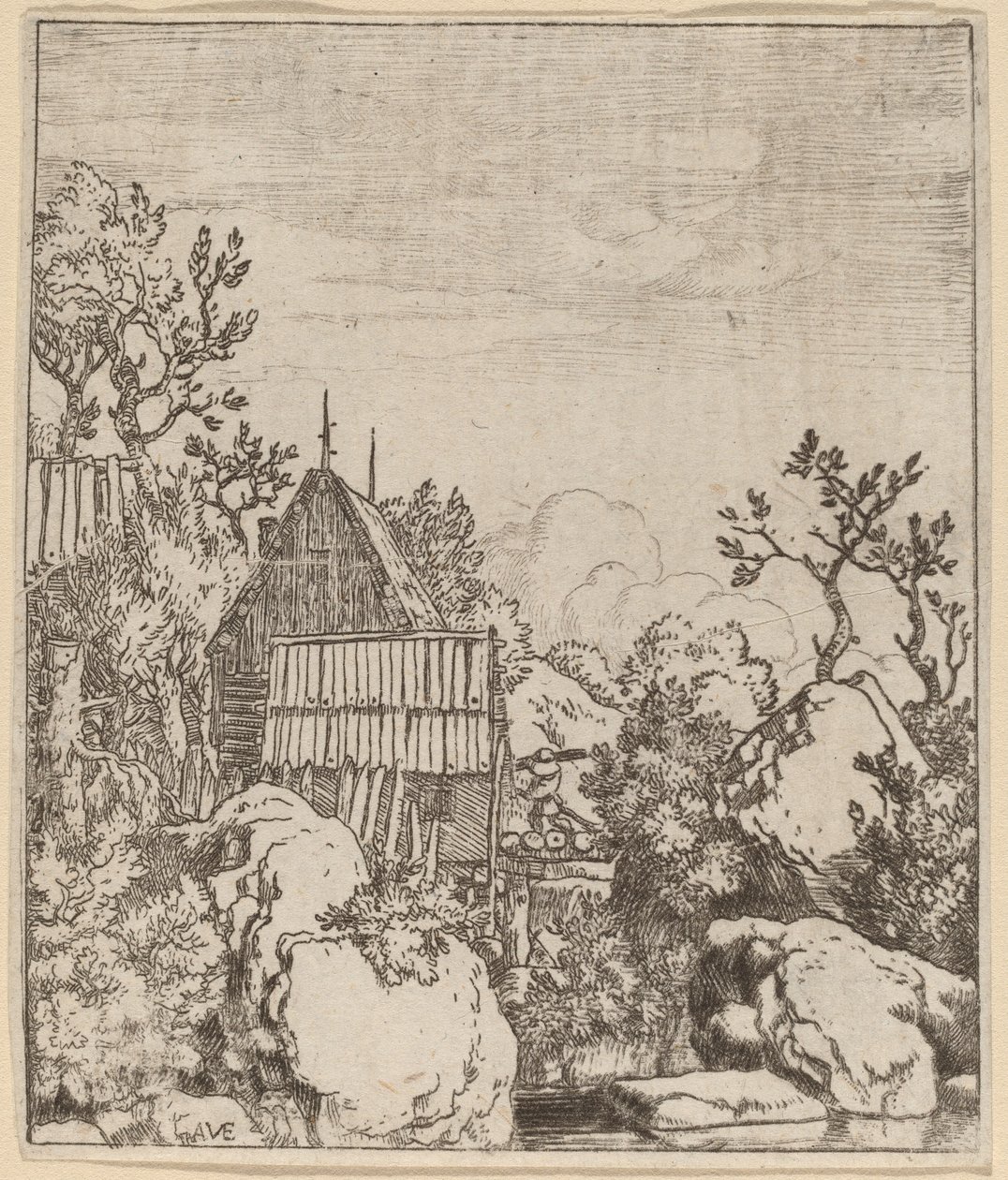 Küçük Ahşap Köprü Üzerindeki Adam by Allart van Everdingen