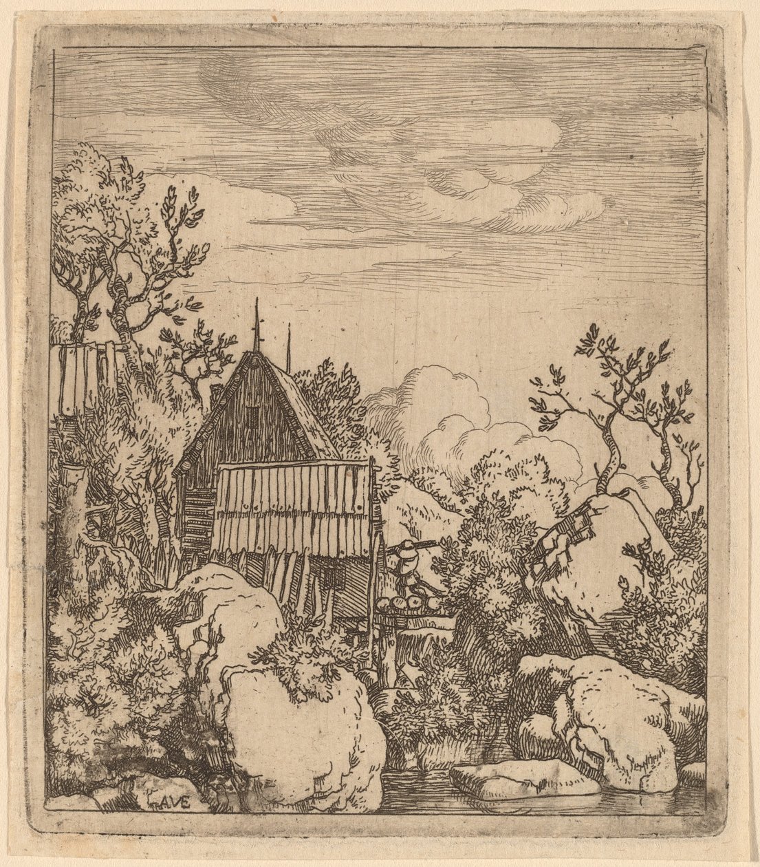 Küçük Ahşap Köprü Üzerindeki Adam by Allart van Everdingen