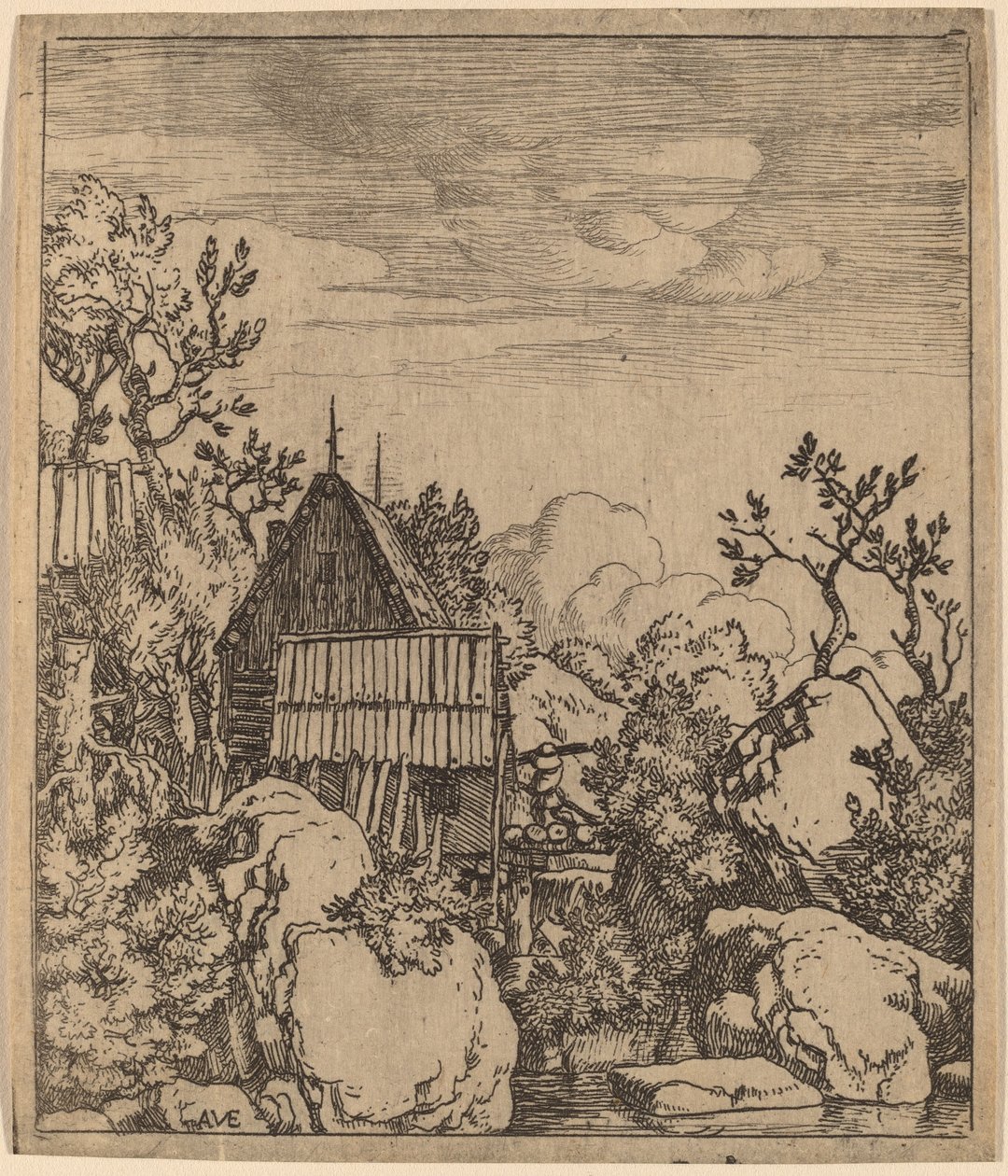 Küçük Tahta Köprüdeki Adam, muhtemelen c. 16451656. by Allart van Everdingen