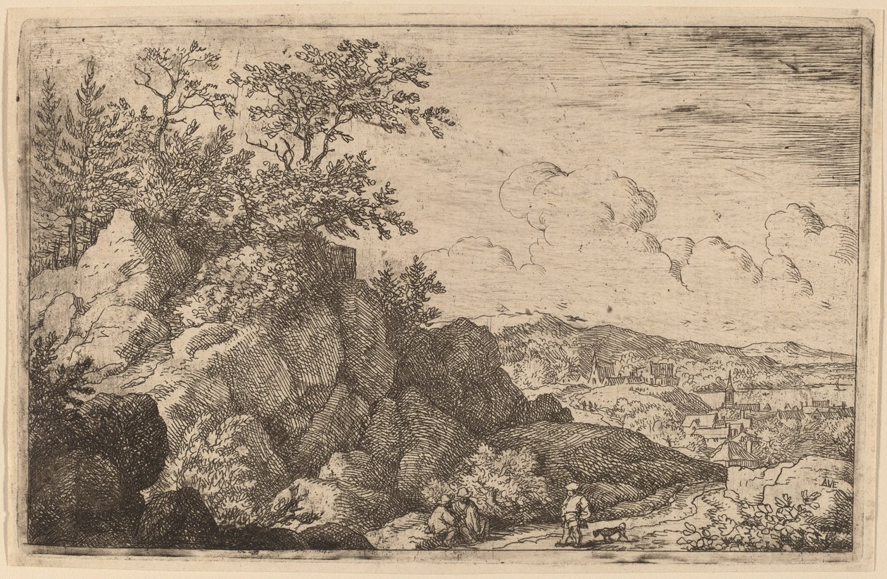 Köpeğiyle Köylü, muhtemelen c. 16451656. by Allart van Everdingen