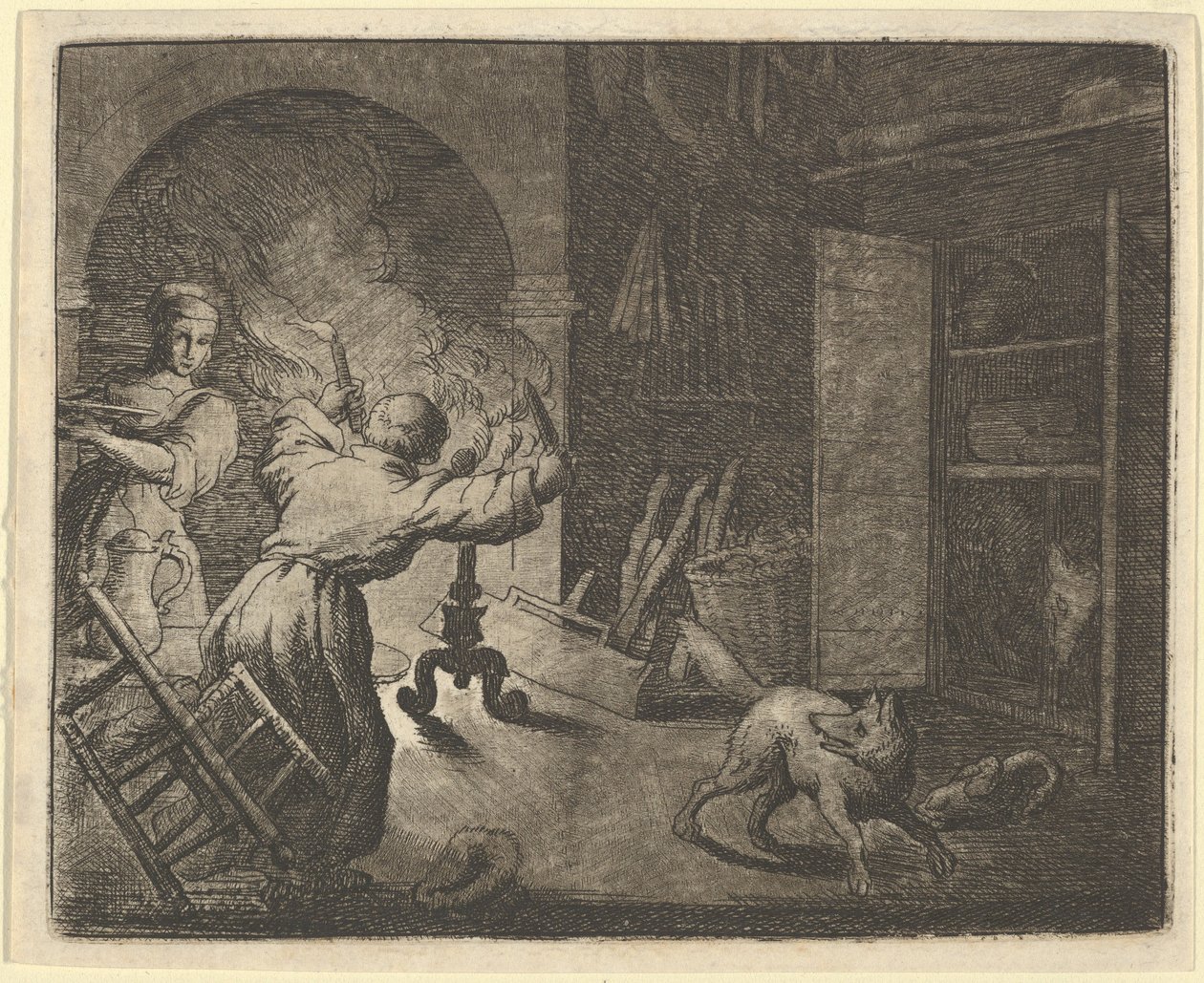 Renard, Bir Papazın Masasından Çaldığı Tavukla Kaçıyor, 1650-75. by Allart van Everdingen