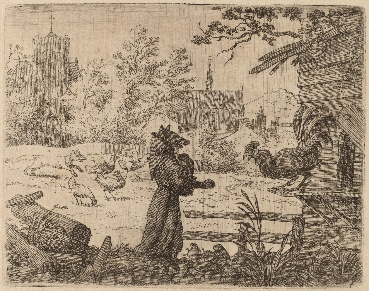 Bir Keşiş Kılığındaki Reynard, muhtemelen c. 16451656. by Allart van Everdingen