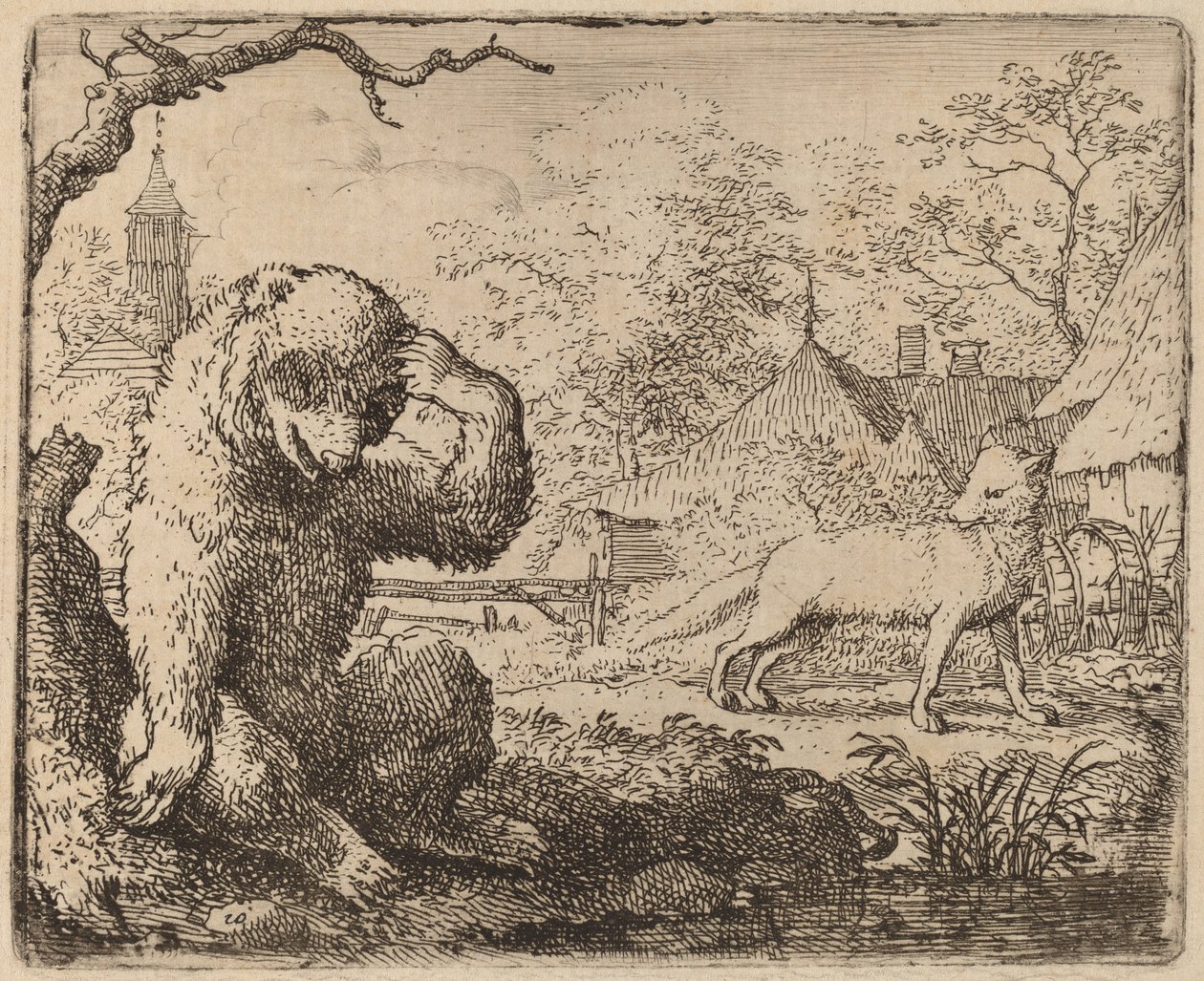 Reynard Kederli Ayı ile alay ediyor, muhtemelen c. 16451656. by Allart van Everdingen