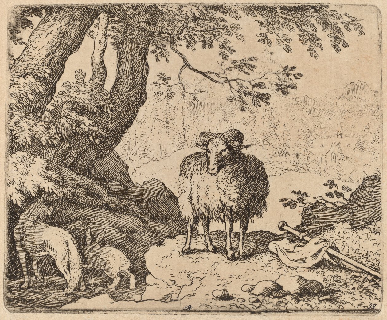 Reynard, Koç ve Tavşan eşliğinde Eve Dönüyor by Allart van Everdingen