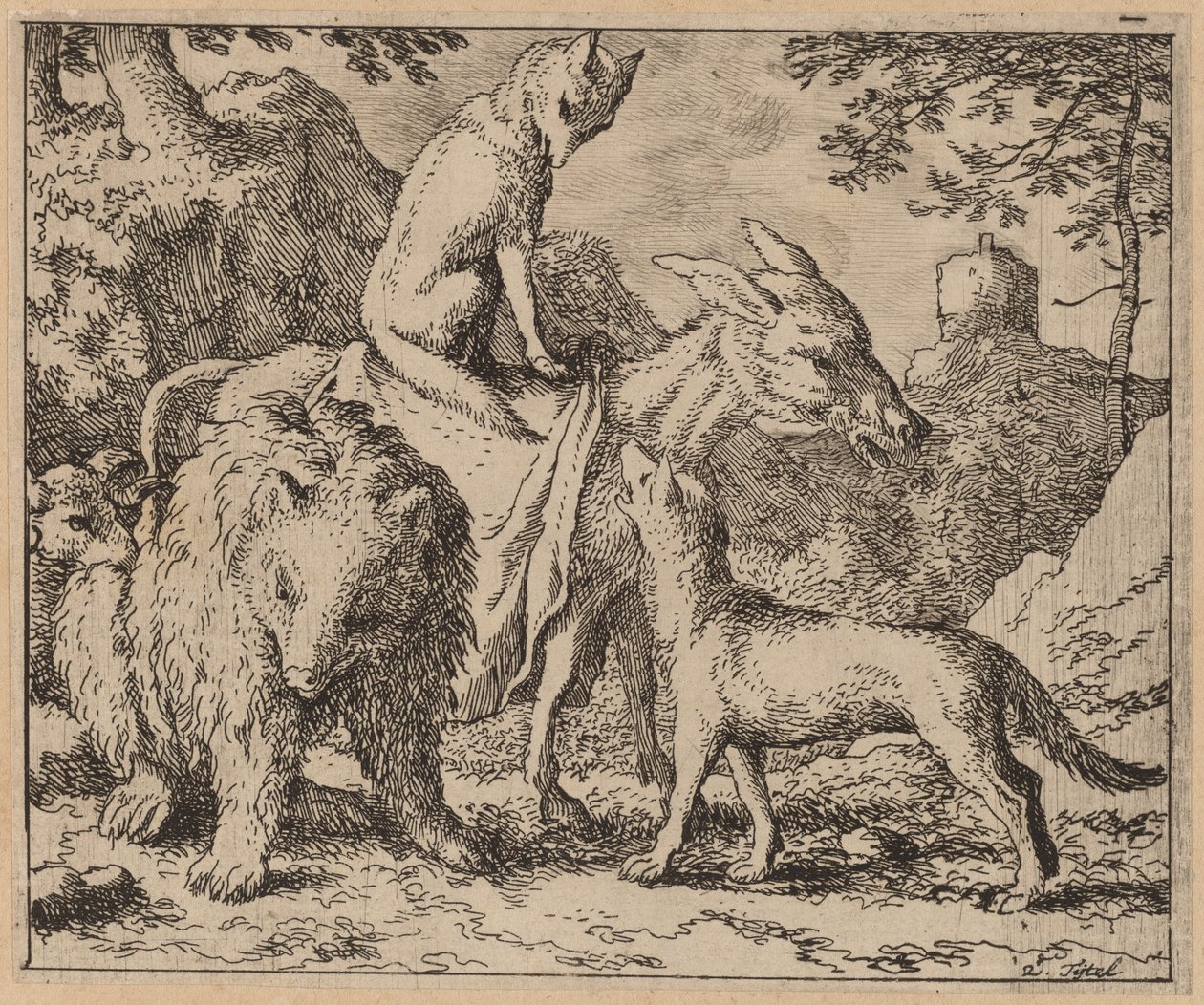 Reynard Eşek Üzerine Oturmuş, muhtemelen c. 16451656. by Allart van Everdingen