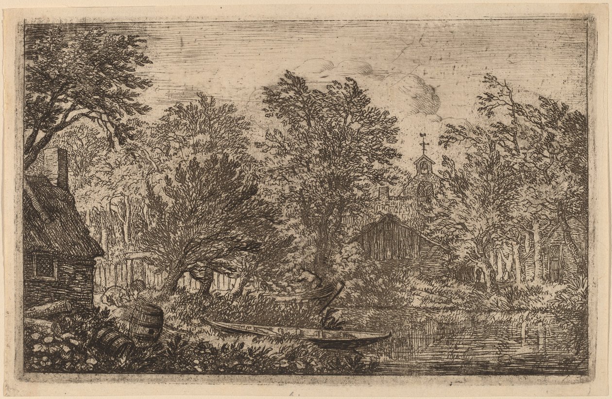 Bir Nehir Kıyısında Skiff, muhtemelen c. 16451656. by Allart van Everdingen
