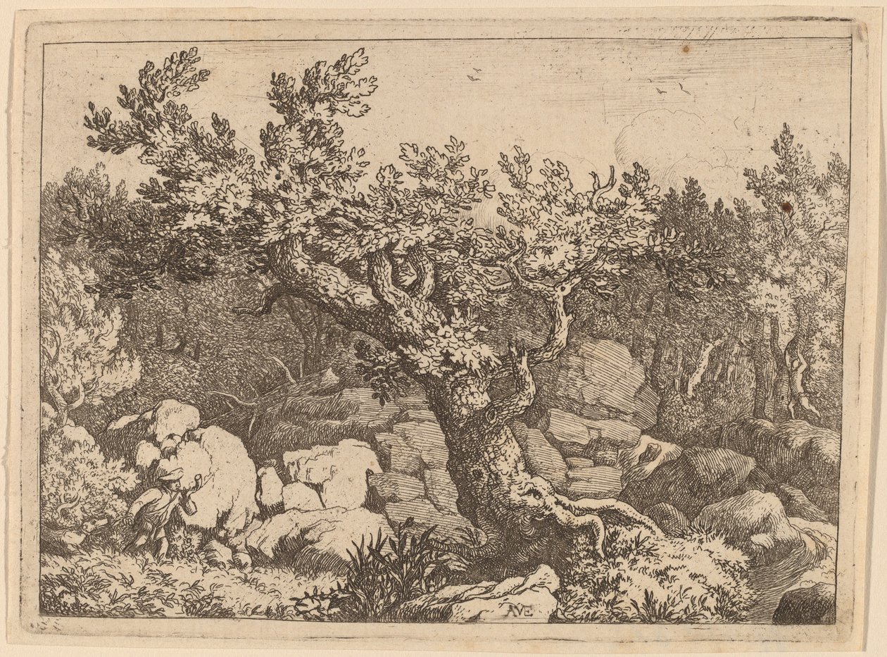 Büyük Bir Ağacın yanında Sporcu, muhtemelen c. 16451656. by Allart van Everdingen