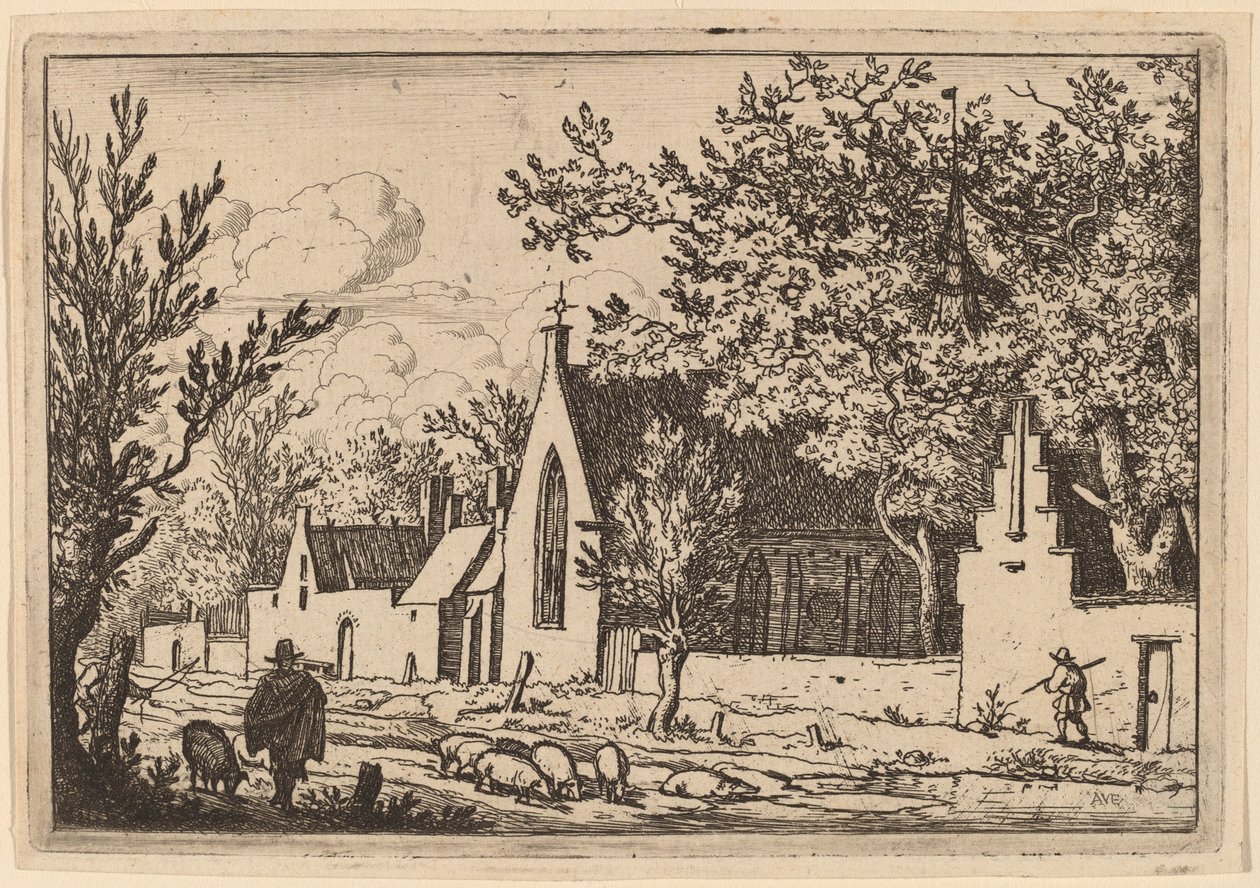 Bir Şapel yakınında Domuz Sürü, muhtemelen c. 16451656. by Allart van Everdingen
