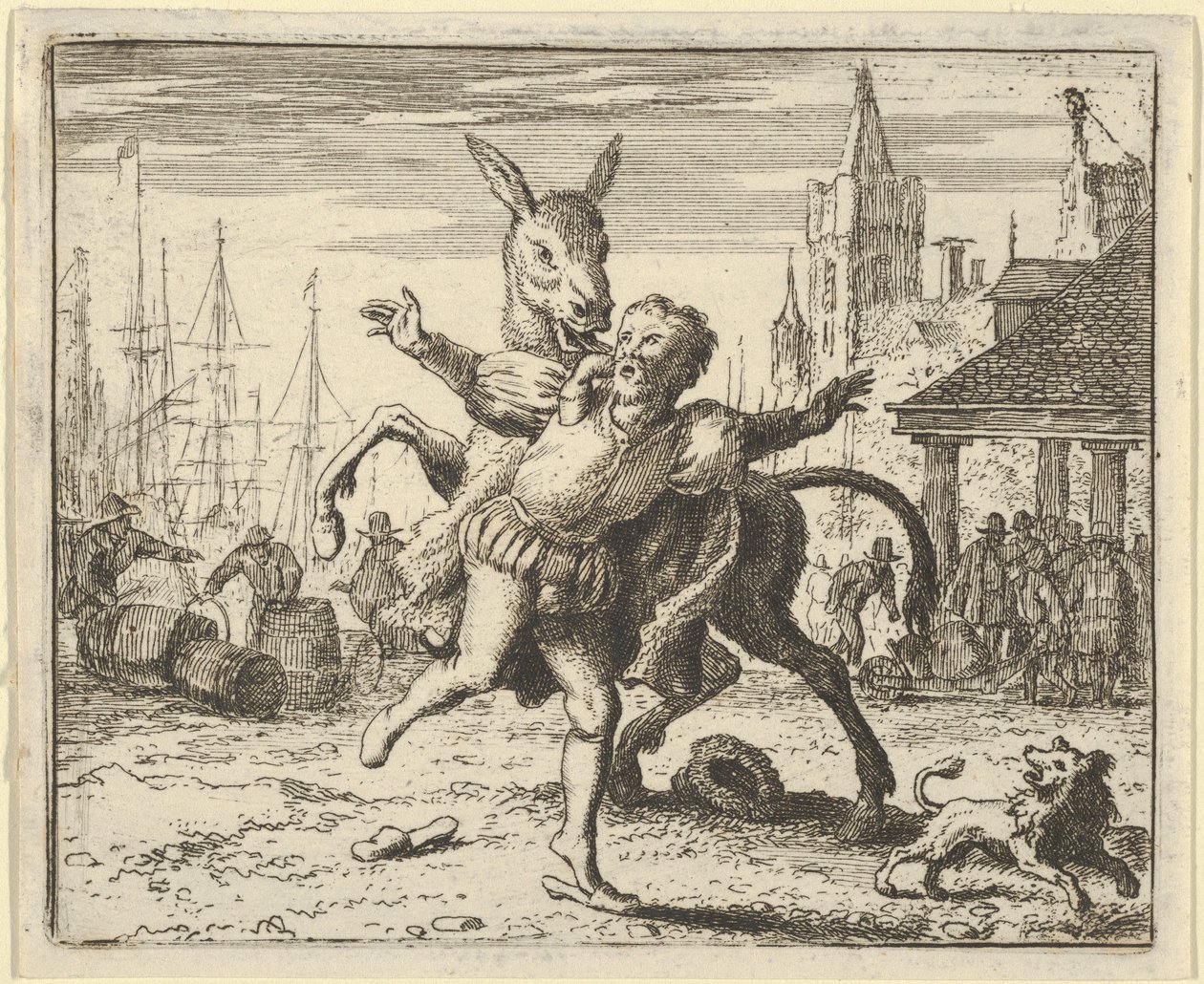 Köpeğin Sahibinden Gördüğü Dikkati Kıskanan Eşek, Taklit Eder..., 1650-75. by Allart van Everdingen