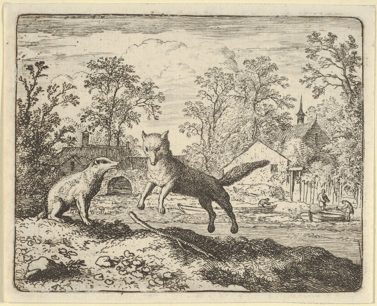 Porsuk Yerdeki Bir Çubuğun Üzerinden Üç Kez Atlamayı Ceza Olarak Veriyor, 1650-75. by Allart van Everdingen