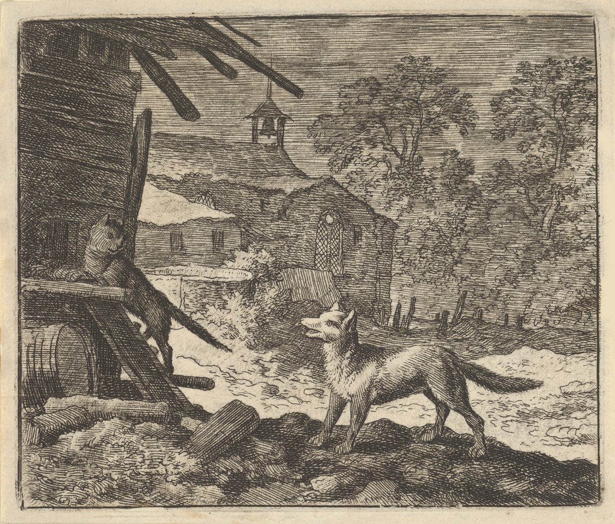 Kedi Ahıra Tırmanıyor, 1650-75. by Allart van Everdingen