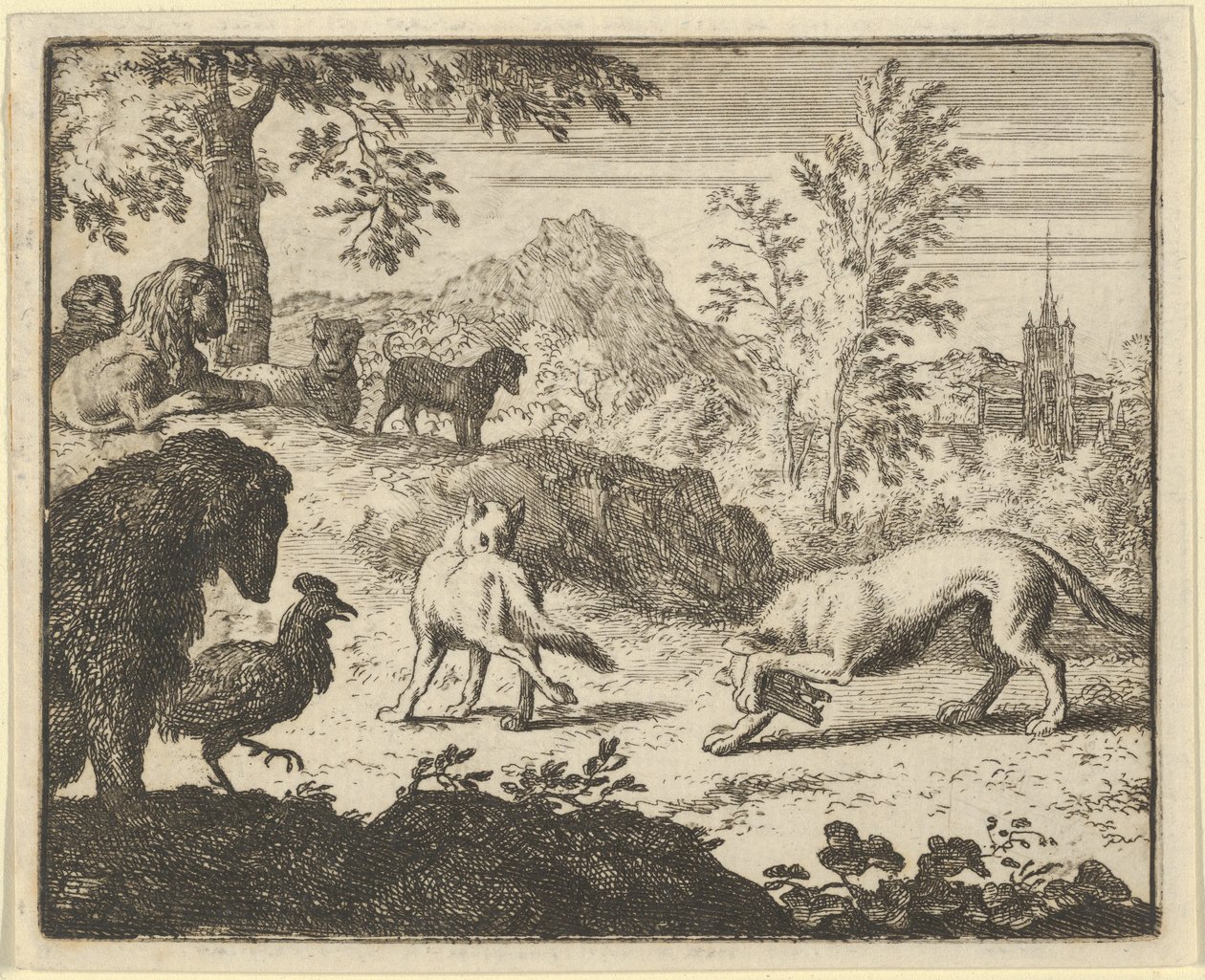 Aslan, Kurt ve Renard Arasında Bir Kavgaya İzin Veriyor, 1650-75. by Allart van Everdingen
