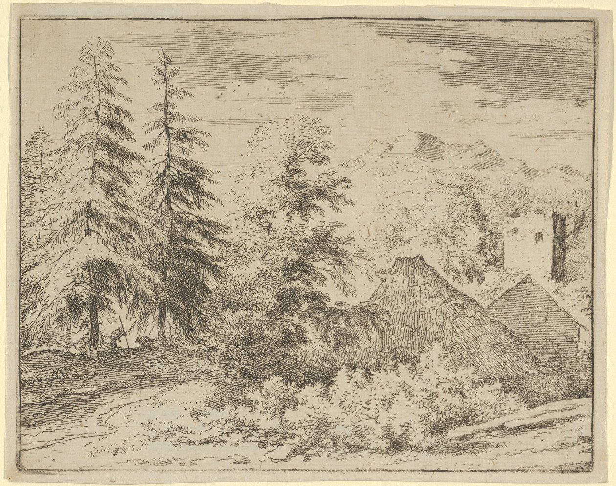 İki Köknar Ağacı Arasındaki Adam, 17. yüzyıl. by Allart van Everdingen
