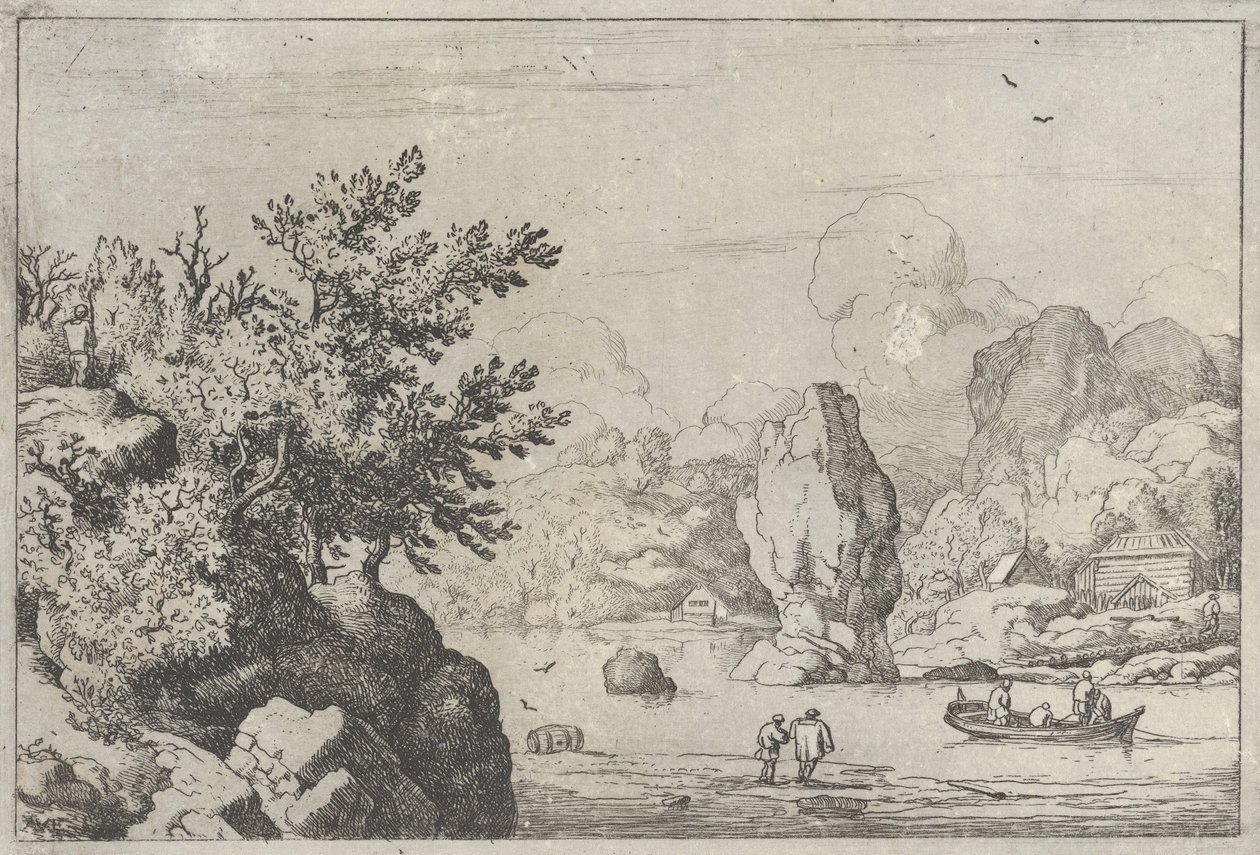 Nehrin Ortasındaki Kaya, 17. yüzyıl., 17. yüzyıl. by Allart van Everdingen