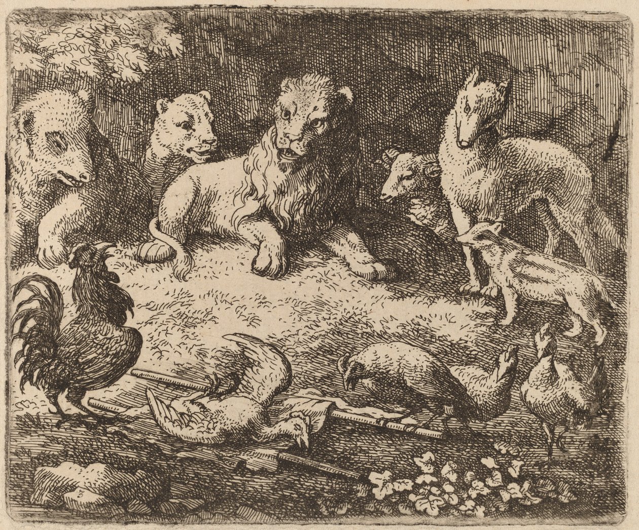 Rooster Charges Reynard, muhtemelen c. 16451656. by Allart van Everdingen