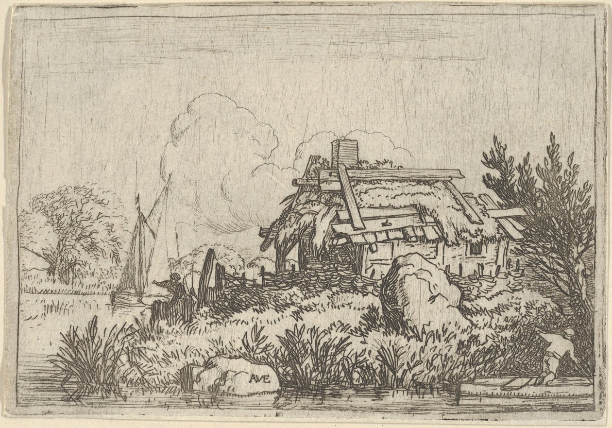 Suyla çevrili Harabe Kulübe, 17. yüzyıl. by Allart van Everdingen