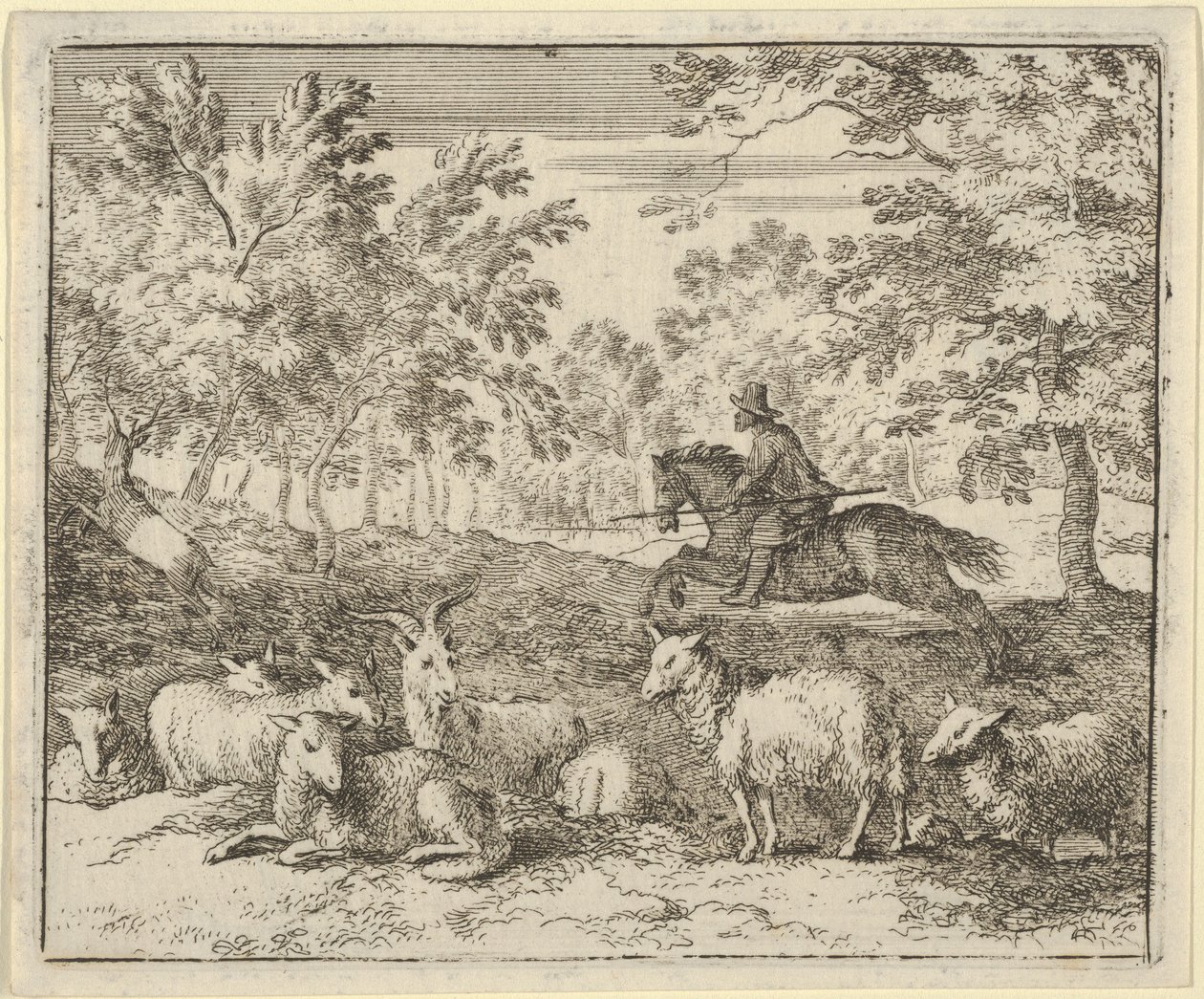 Atlı Çoban Geyiği Kovalıyor, 1650-75. by Allart van Everdingen