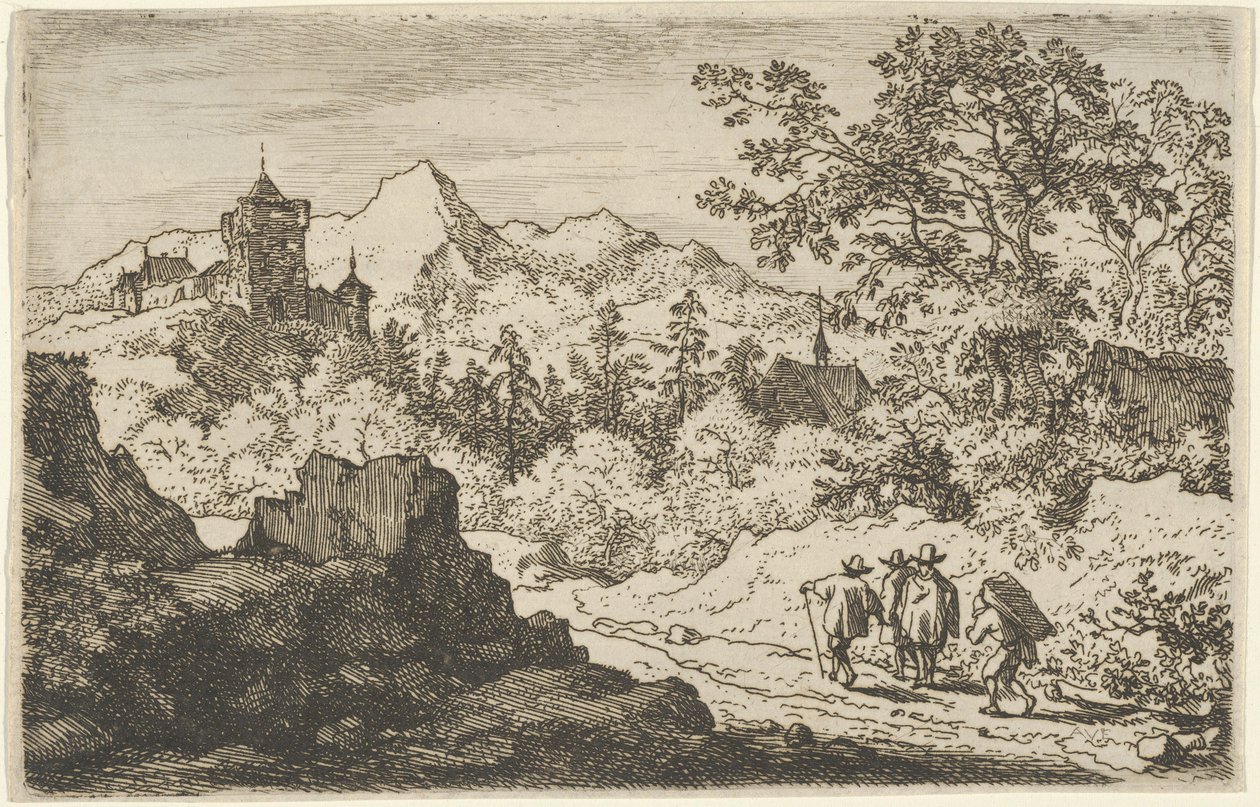 Üç Adam ve Kapıcı, 17. yüzyıl. by Allart van Everdingen