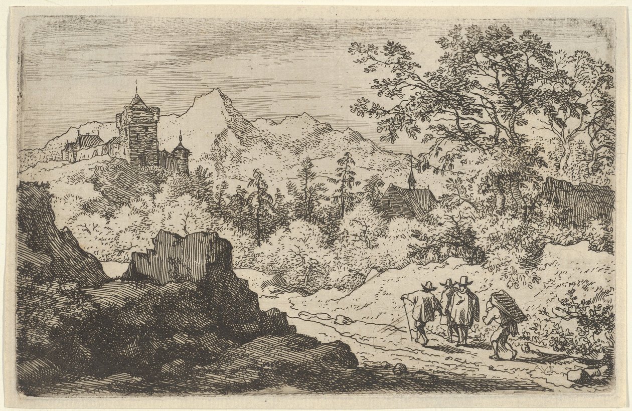 Üç Adam ve Kapıcı, 17. yüzyıl. by Allart van Everdingen