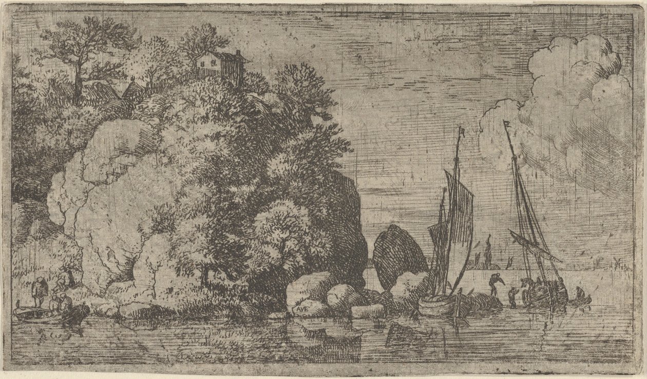 Nehirdeki İki Tekne, 17. yüzyıl. by Allart van Everdingen