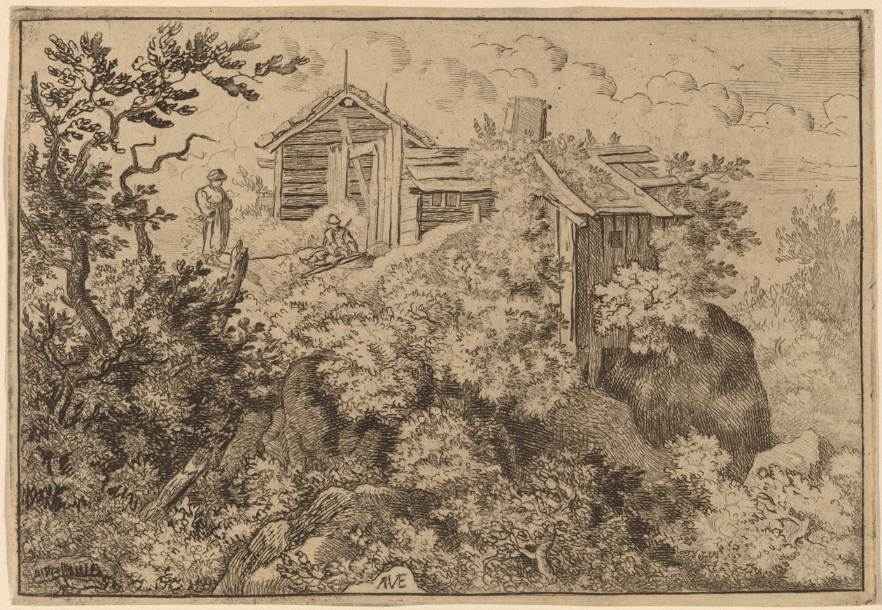 Bir Kayadaki Üç Kulübe, muhtemelen c. 16451656. by Allart van Everdingen
