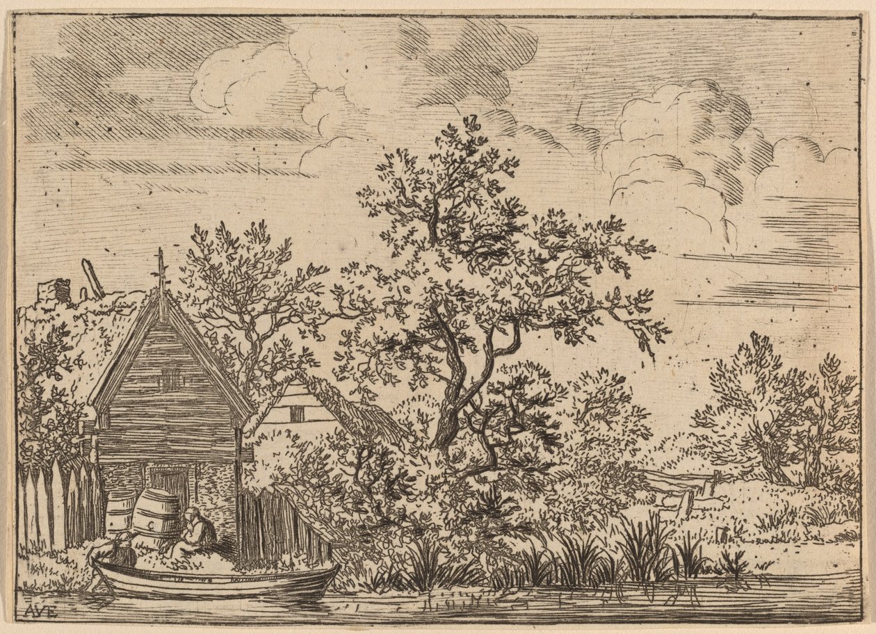 Bir Kulübenin Önünde İki Fıçı, muhtemelen c. 16451656. by Allart van Everdingen