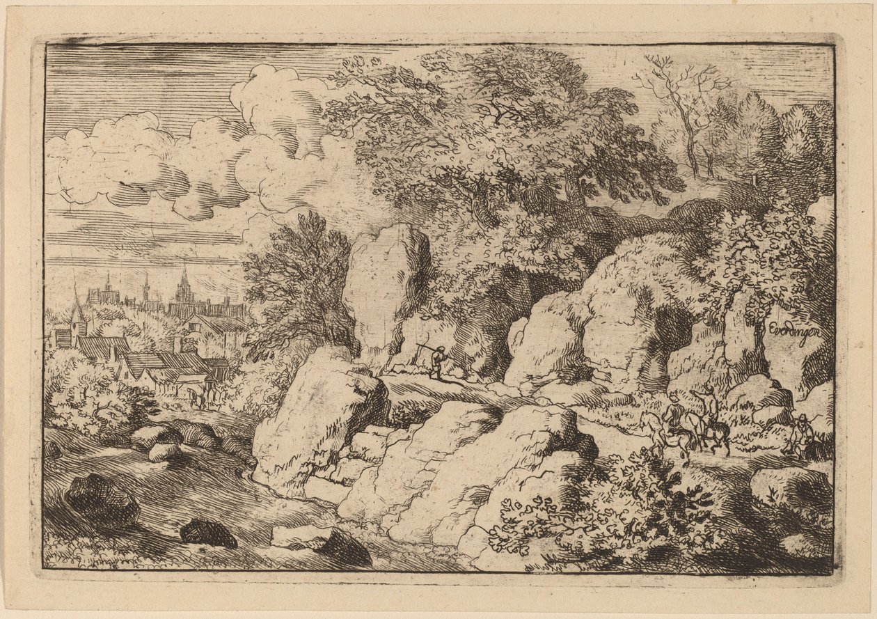 Kayalık Bir Yolda İki Atlı, muhtemelen c. 16451656. by Allart van Everdingen