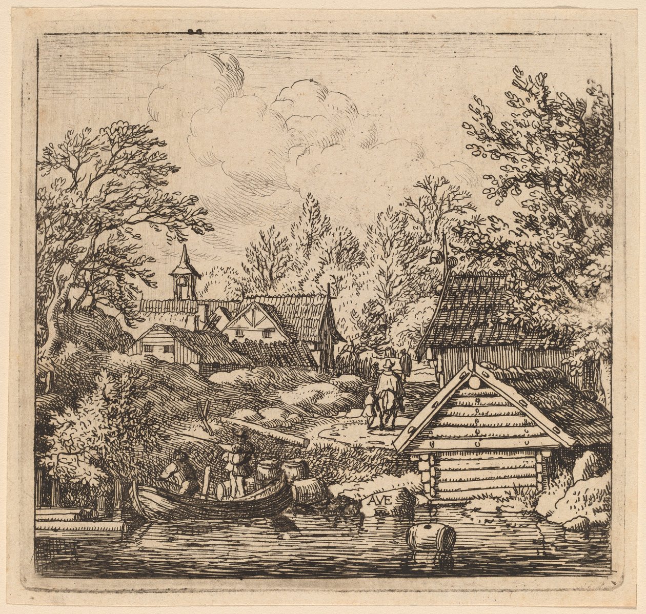Bir Mavnayı boşaltmak, muhtemelen c. 16451656. by Allart van Everdingen