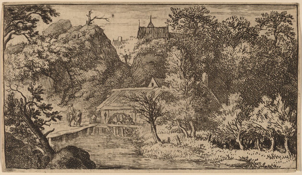 Bir Dağın Eteğindeki Su Değirmeni, muhtemelen c. 16451656. by Allart van Everdingen