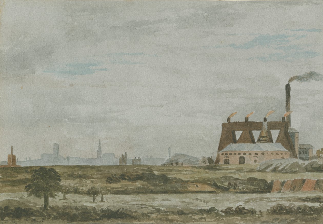 Wolverhampton - Güney Görünümü: suluboya resim ve [c 1830] by Allen Edward Everitt