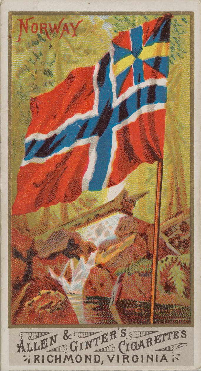 Norveç, Flags of All Nations, Series 1 N9 for Allen & Ginter Cigarettes Brands, 1887. by Allen and Ginter