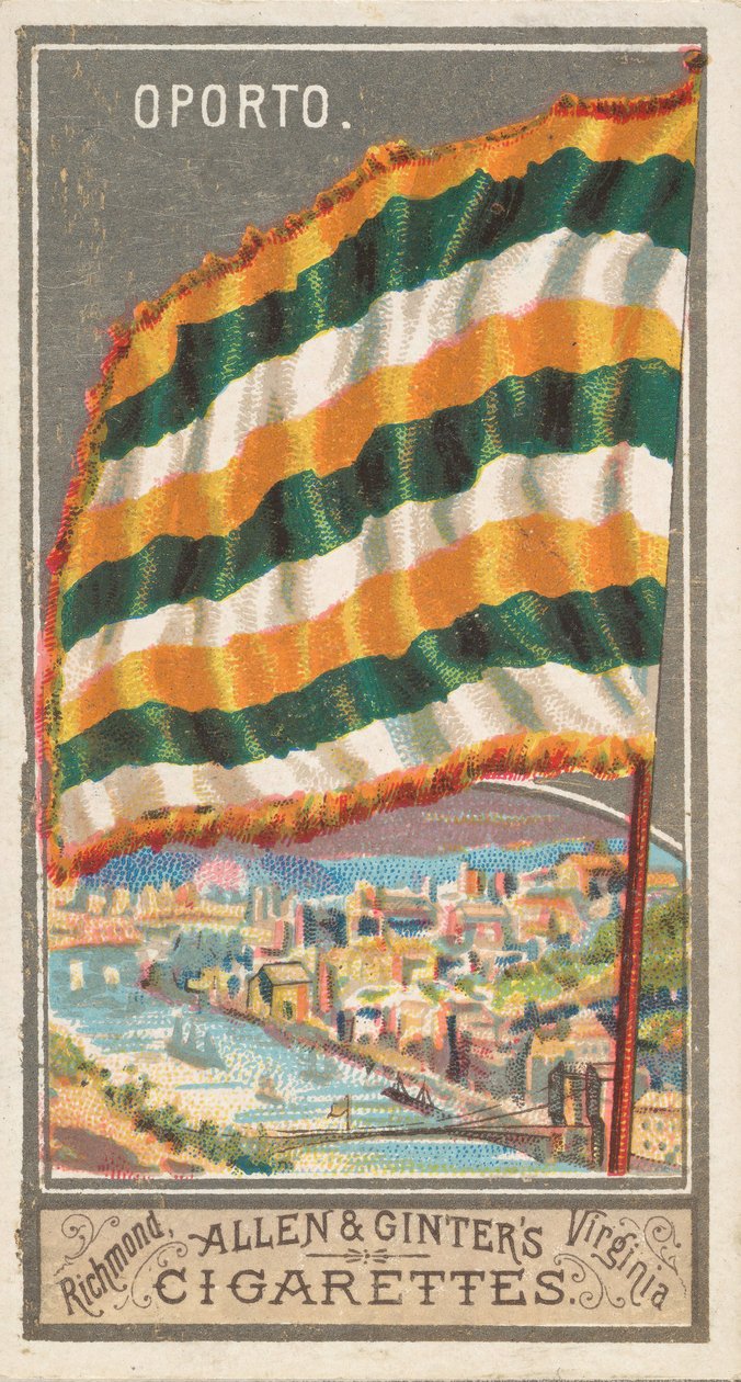 Allen & Ginter Sigara Markaları için City Flags N6 serisinden Oporto, 1887. by Allen and Ginter