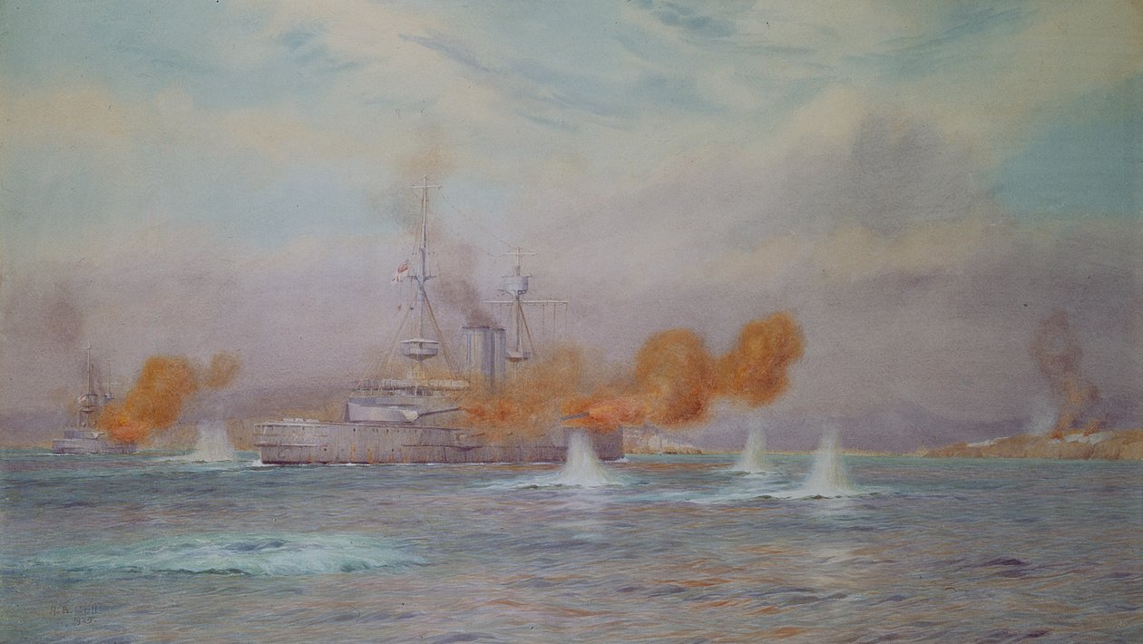 H.M.S. Kaptan A. Walker-Heneage komutasındaki Albion, Çanakkale Boğazı