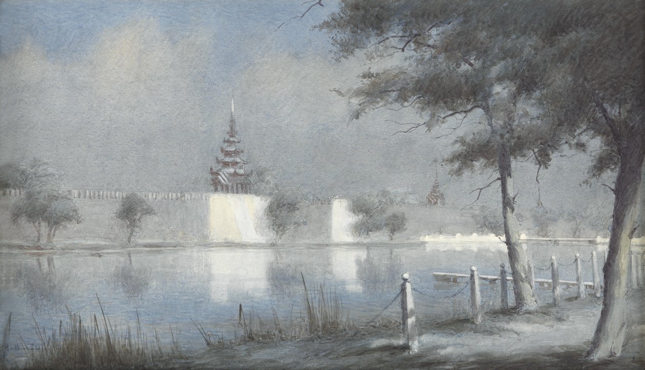 Mandalay'daki Hendek by Moonlight, 1924 (kağıt üzerinde wc) by Alma Claude Burlton Cull