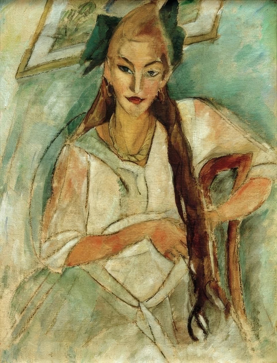 Örgülü bir kızın portresi by Alma Del Banco