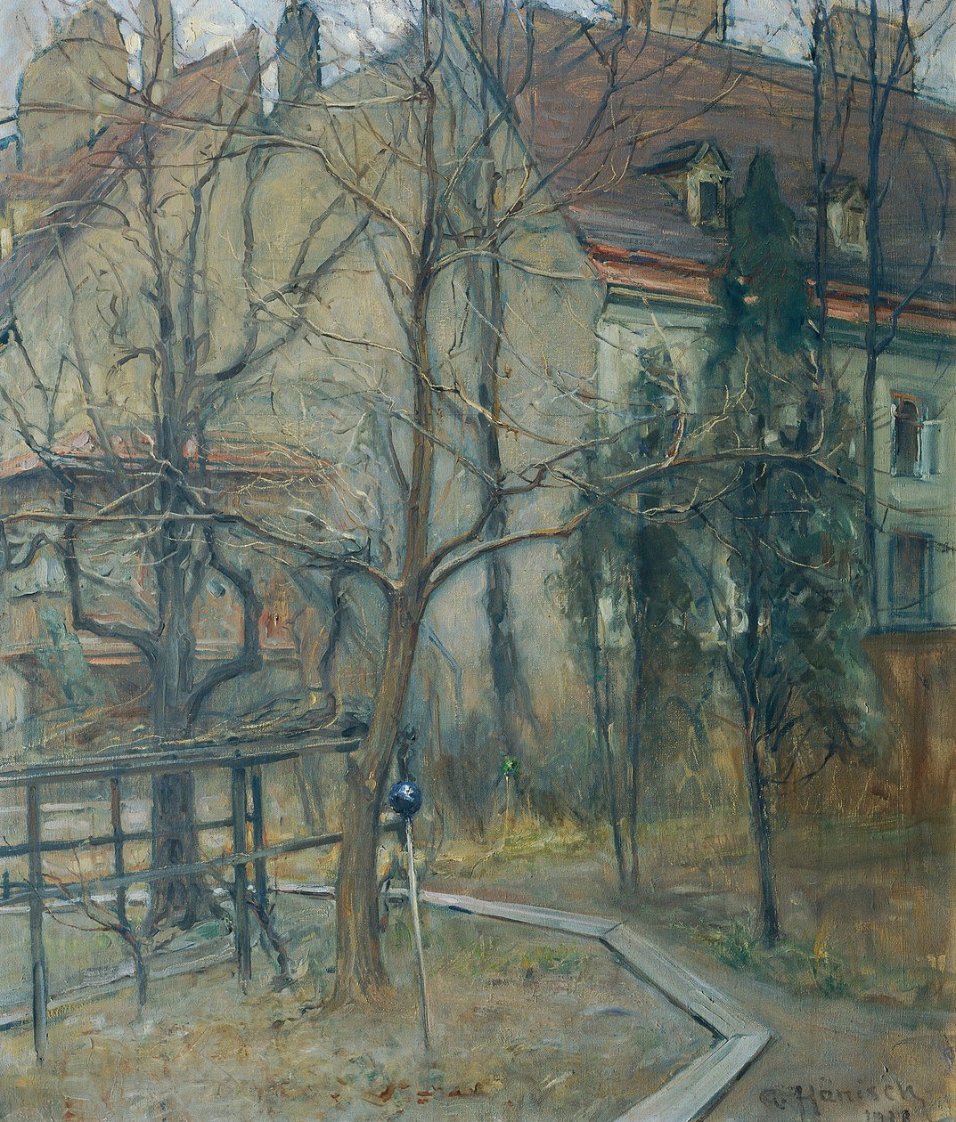 Bulutlu kış günü (stüdyo penceremden görüntü) by Alois Hänisch