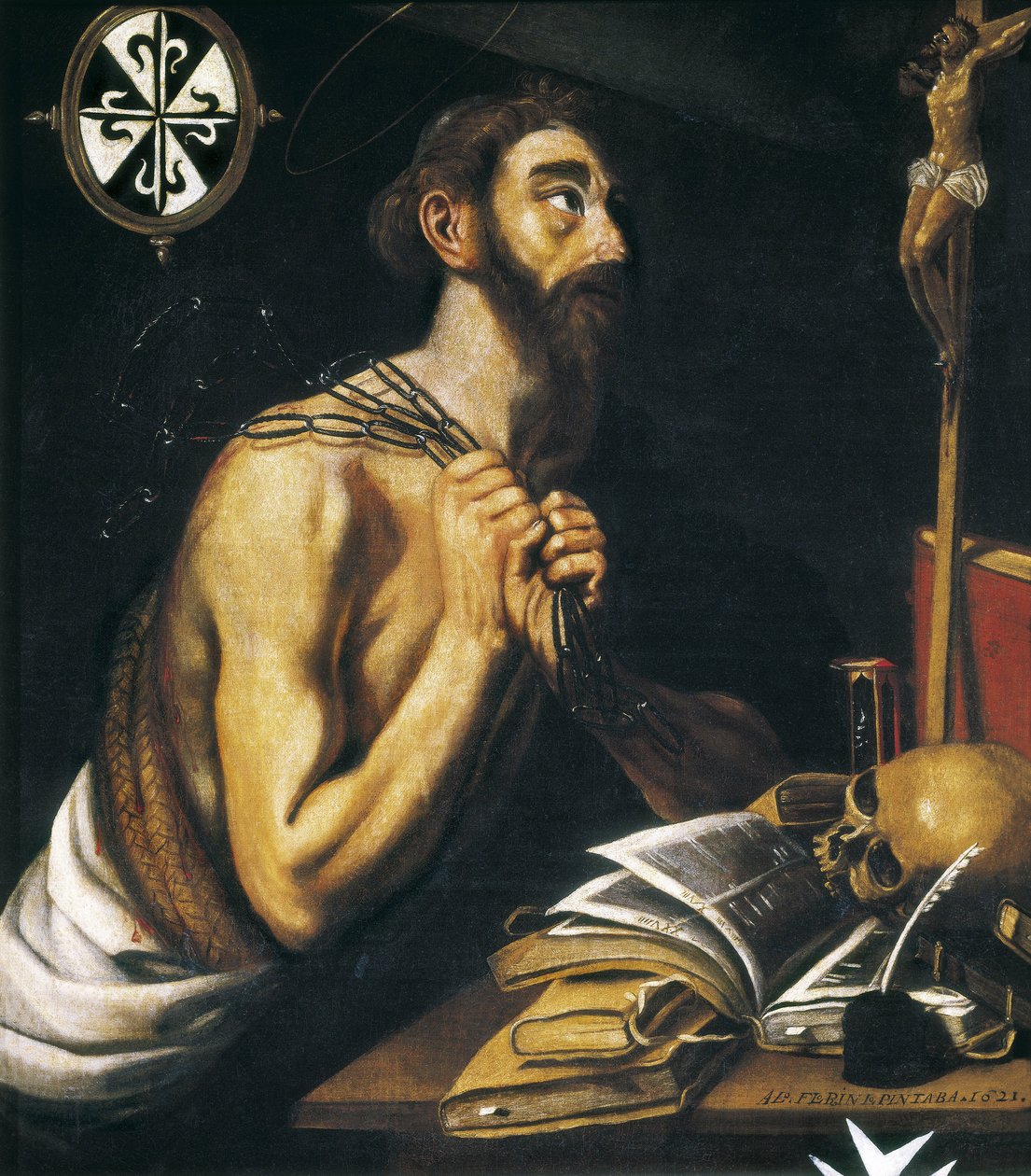 Aziz Dominik tövbekar. 1621 (tuval üzerine yağlı boya) by Alonso Florin