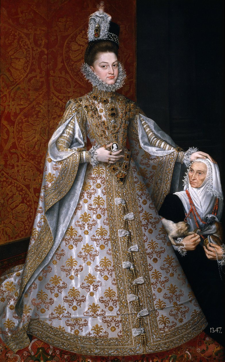 Avusturyalı Isabella Claire Eugenie - Cüce ile İnfanta Isabel Clara Eugenia (1566-1633), Magdalena Ruiz, Sanchez Coello, Alonso (1531-1588) by Alonso Sánchez Coello