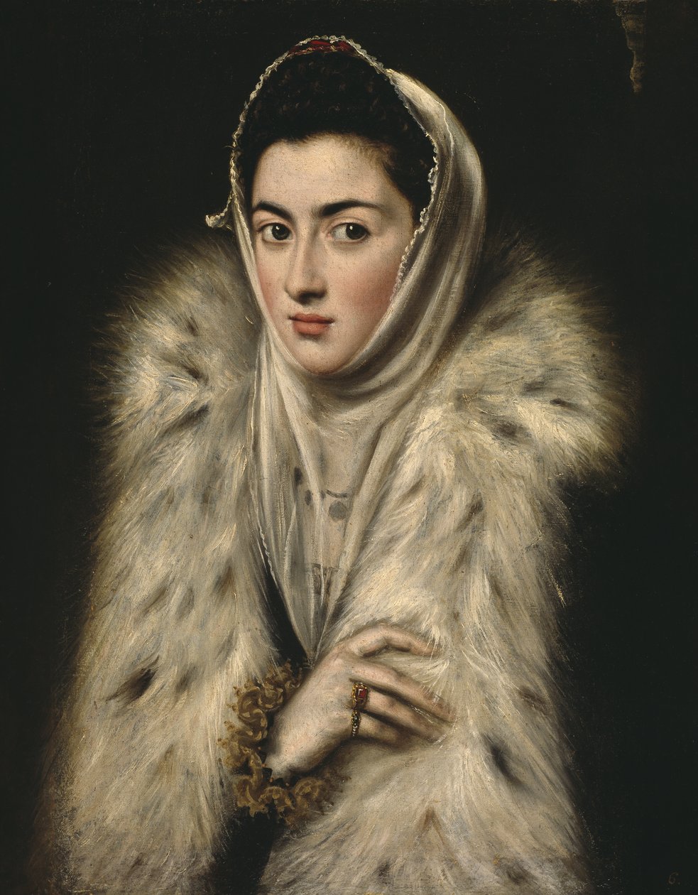 Kürklü Kadın (tuval üzerine yağlı boya) by Alonso Sánchez Coello