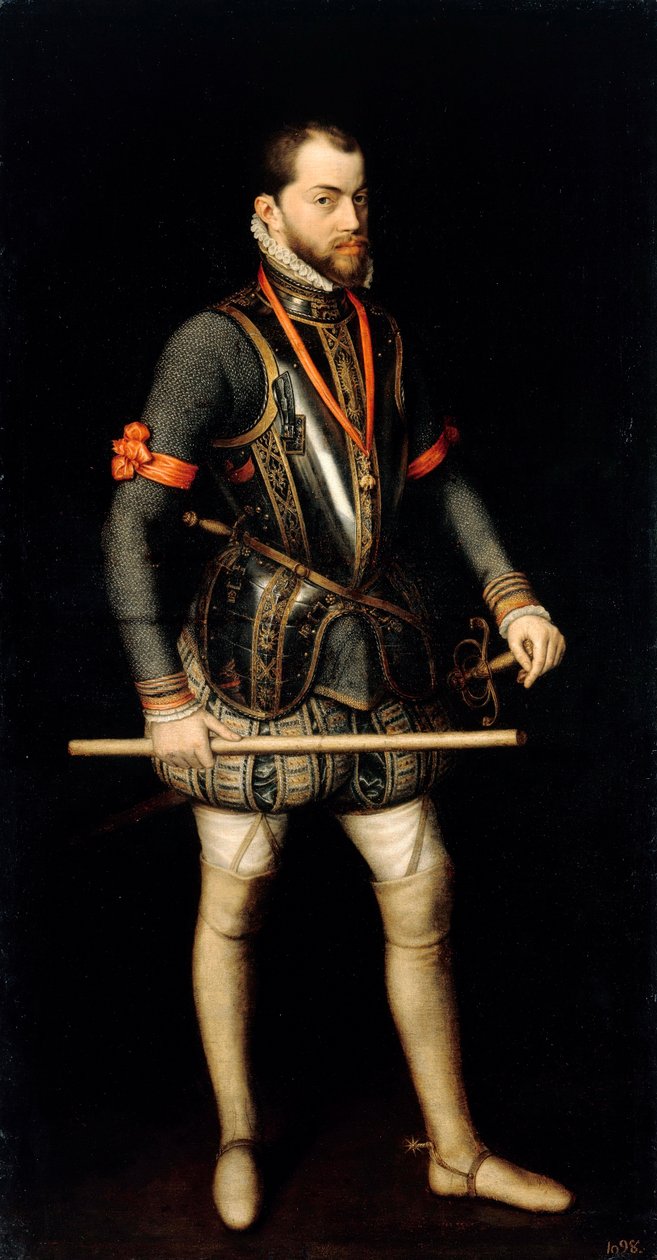 ""Philip II Portresi (1527-1598), İspanya Kralı"" (Philip II (1527-1598), İspanya ve Portekiz Kralı Portresi) Tablo Alonso Sanchez Coello (1531-1588) Tuval üzerine yağlı boya Dim 187x100 cm Staatliche Müzesi, Berlin by Alonso Sánchez Coello