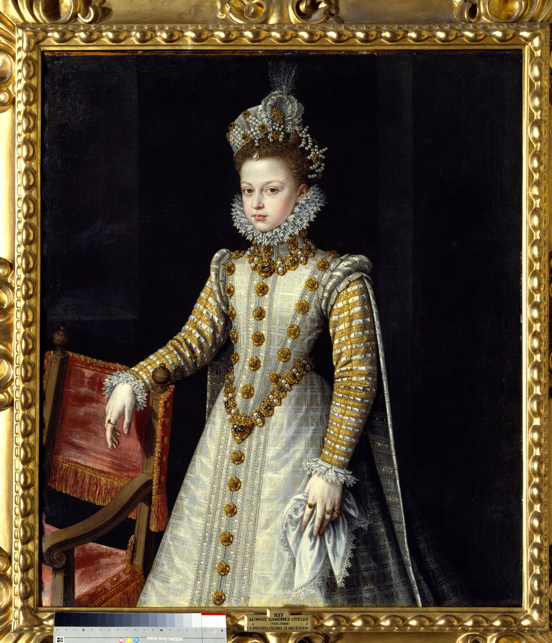 Hollanda hükümdarı Infante Isabelle Claire Eugenie (1566-1633) portresi. Tablo Alonso Sanchez Coello (1531 - 1588) Ec. Esp. by Alonso Sánchez Coello